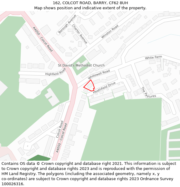 162, COLCOT ROAD, BARRY, CF62 8UH: Location map and indicative extent of plot