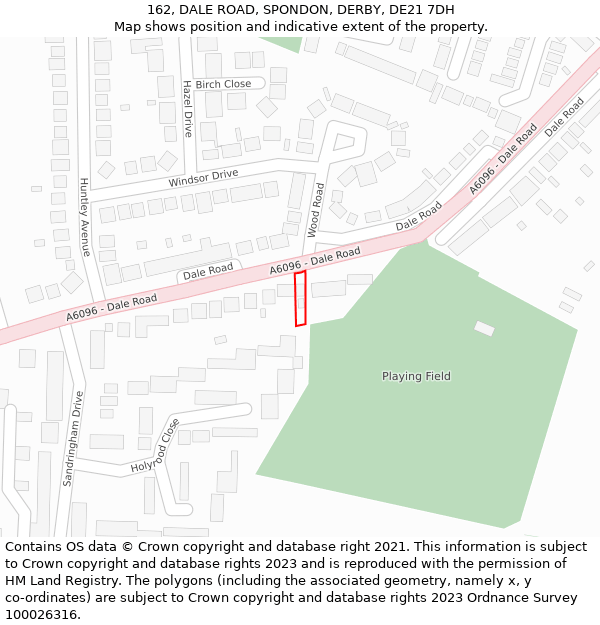 162, DALE ROAD, SPONDON, DERBY, DE21 7DH: Location map and indicative extent of plot
