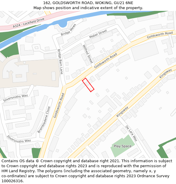 162, GOLDSWORTH ROAD, WOKING, GU21 6NE: Location map and indicative extent of plot