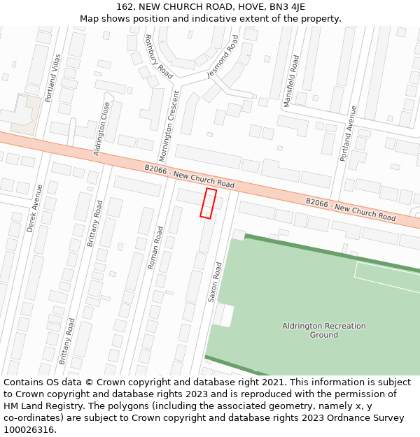 162, NEW CHURCH ROAD, HOVE, BN3 4JE: Location map and indicative extent of plot