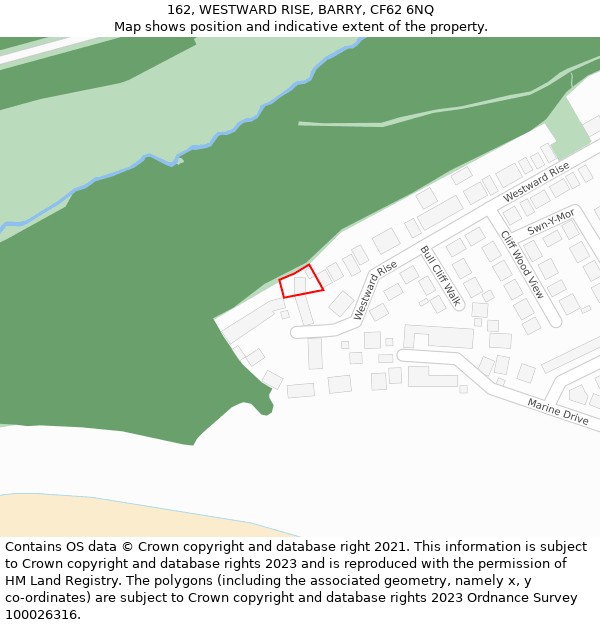 162, WESTWARD RISE, BARRY, CF62 6NQ: Location map and indicative extent of plot