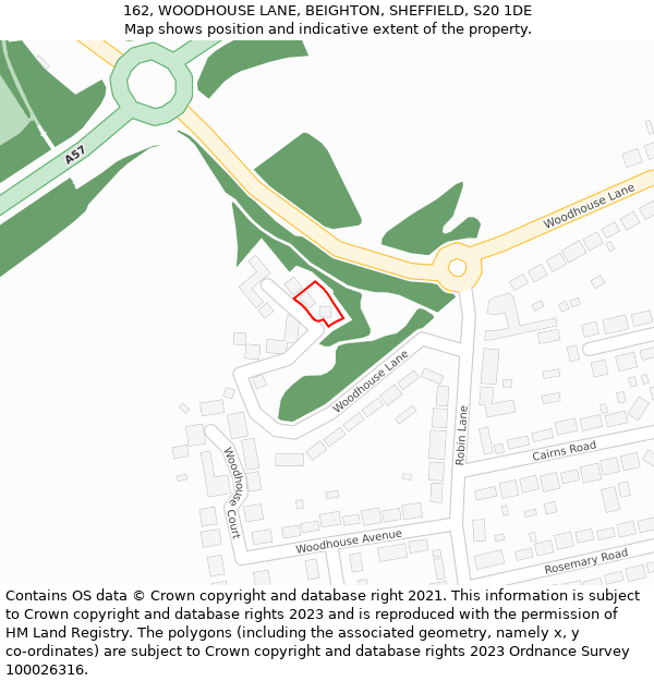 162, WOODHOUSE LANE, BEIGHTON, SHEFFIELD, S20 1DE: Location map and indicative extent of plot