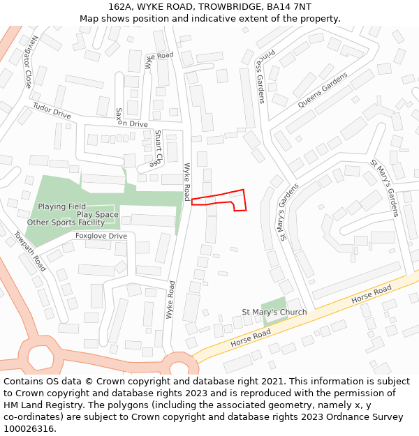 162A, WYKE ROAD, TROWBRIDGE, BA14 7NT: Location map and indicative extent of plot