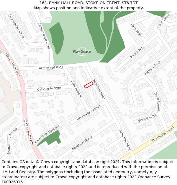 163, BANK HALL ROAD, STOKE-ON-TRENT, ST6 7DT: Location map and indicative extent of plot