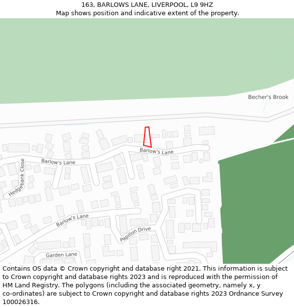 163, BARLOWS LANE, LIVERPOOL, L9 9HZ: Location map and indicative extent of plot
