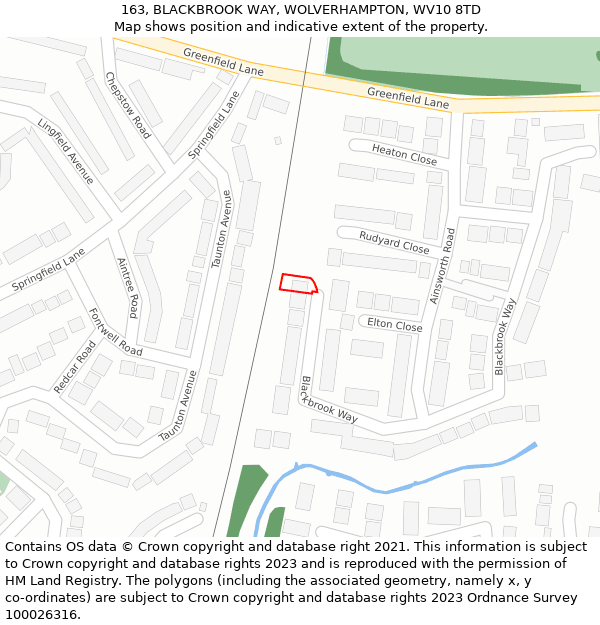 163, BLACKBROOK WAY, WOLVERHAMPTON, WV10 8TD: Location map and indicative extent of plot