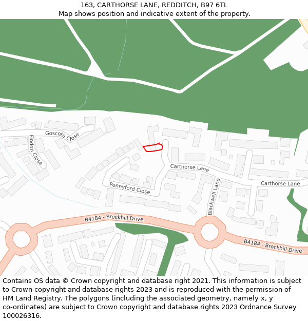 163, CARTHORSE LANE, REDDITCH, B97 6TL: Location map and indicative extent of plot