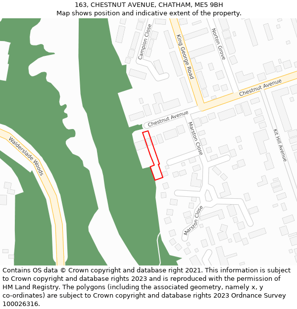 163, CHESTNUT AVENUE, CHATHAM, ME5 9BH: Location map and indicative extent of plot