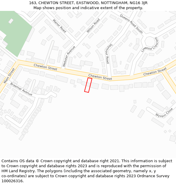 163, CHEWTON STREET, EASTWOOD, NOTTINGHAM, NG16 3JR: Location map and indicative extent of plot