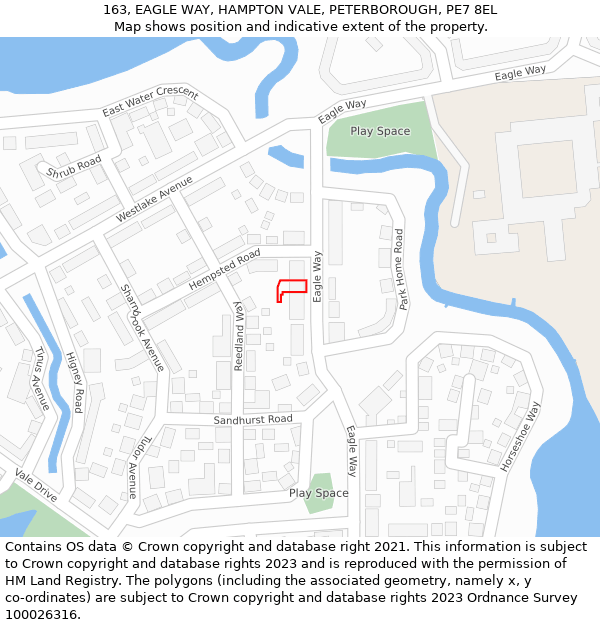 163, EAGLE WAY, HAMPTON VALE, PETERBOROUGH, PE7 8EL: Location map and indicative extent of plot