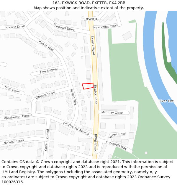 163, EXWICK ROAD, EXETER, EX4 2BB: Location map and indicative extent of plot