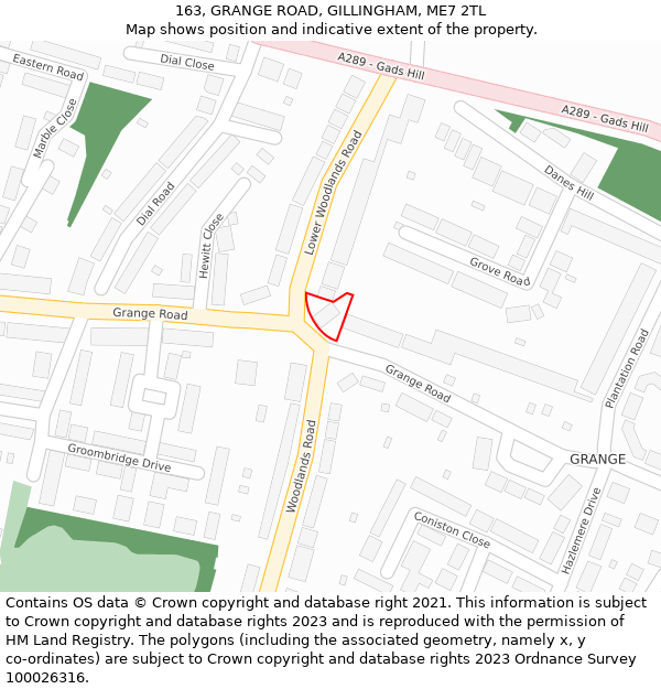 163, GRANGE ROAD, GILLINGHAM, ME7 2TL: Location map and indicative extent of plot