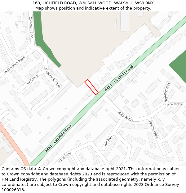 163, LICHFIELD ROAD, WALSALL WOOD, WALSALL, WS9 9NX: Location map and indicative extent of plot