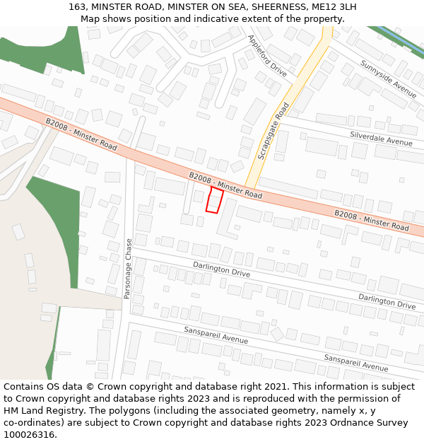 163, MINSTER ROAD, MINSTER ON SEA, SHEERNESS, ME12 3LH: Location map and indicative extent of plot