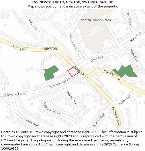 163, NEWTON ROAD, NEWTON, SWANSEA, SA3 4UD: Location map and indicative extent of plot