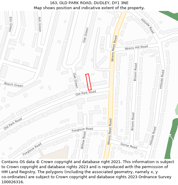 163, OLD PARK ROAD, DUDLEY, DY1 3NE: Location map and indicative extent of plot
