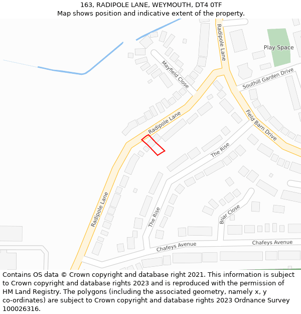 163, RADIPOLE LANE, WEYMOUTH, DT4 0TF: Location map and indicative extent of plot