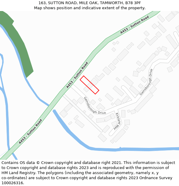 163, SUTTON ROAD, MILE OAK, TAMWORTH, B78 3PF: Location map and indicative extent of plot