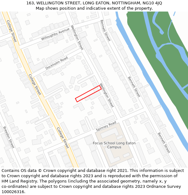 163, WELLINGTON STREET, LONG EATON, NOTTINGHAM, NG10 4JQ: Location map and indicative extent of plot