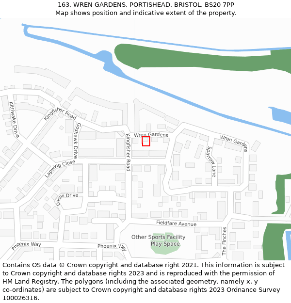 163, WREN GARDENS, PORTISHEAD, BRISTOL, BS20 7PP: Location map and indicative extent of plot