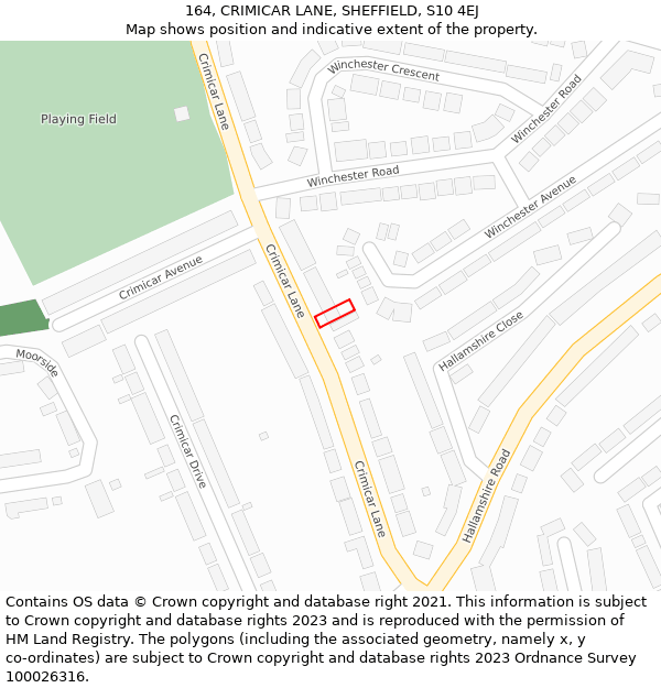 164, CRIMICAR LANE, SHEFFIELD, S10 4EJ: Location map and indicative extent of plot