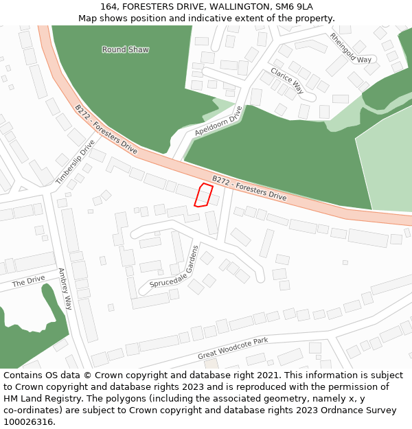 164, FORESTERS DRIVE, WALLINGTON, SM6 9LA: Location map and indicative extent of plot