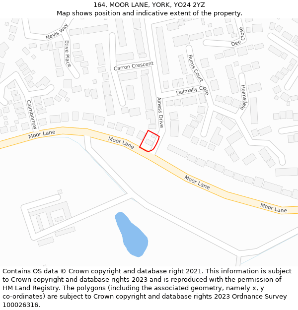 164, MOOR LANE, YORK, YO24 2YZ: Location map and indicative extent of plot
