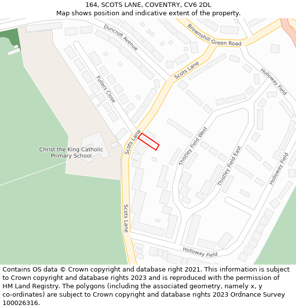 164, SCOTS LANE, COVENTRY, CV6 2DL: Location map and indicative extent of plot