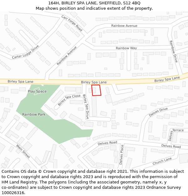 164H, BIRLEY SPA LANE, SHEFFIELD, S12 4BQ: Location map and indicative extent of plot