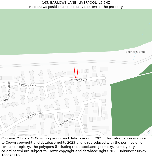 165, BARLOWS LANE, LIVERPOOL, L9 9HZ: Location map and indicative extent of plot