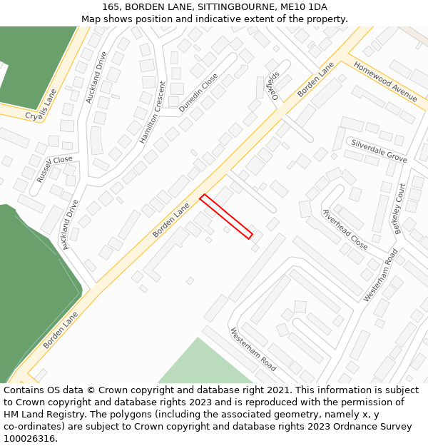 165, BORDEN LANE, SITTINGBOURNE, ME10 1DA: Location map and indicative extent of plot