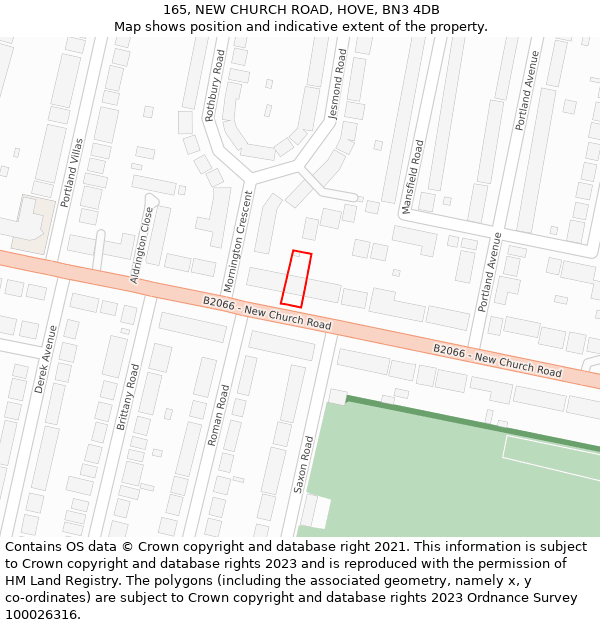 165, NEW CHURCH ROAD, HOVE, BN3 4DB: Location map and indicative extent of plot