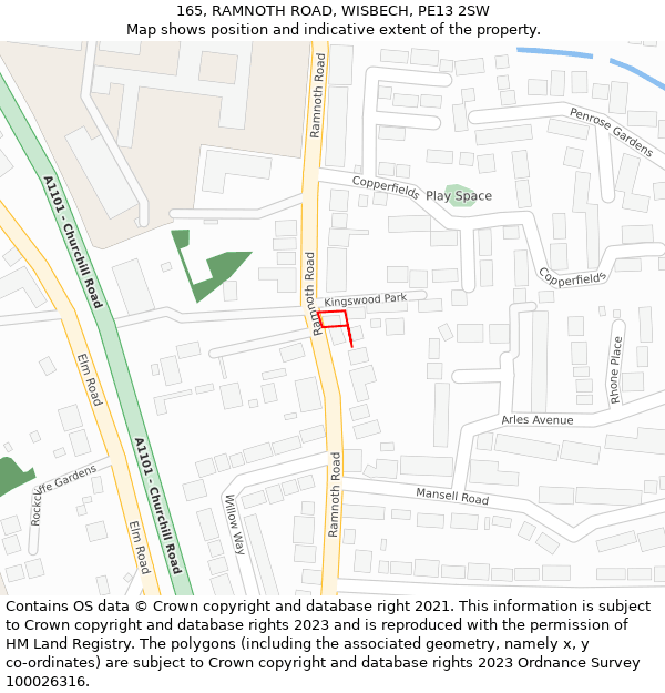 165, RAMNOTH ROAD, WISBECH, PE13 2SW: Location map and indicative extent of plot