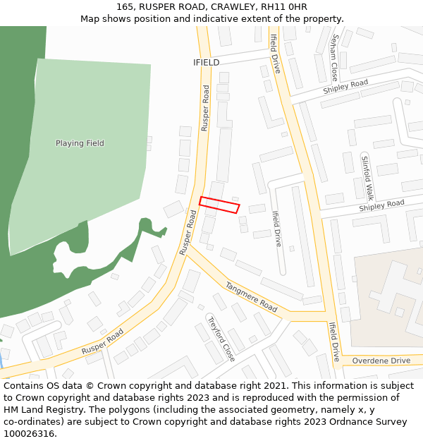 165, RUSPER ROAD, CRAWLEY, RH11 0HR: Location map and indicative extent of plot