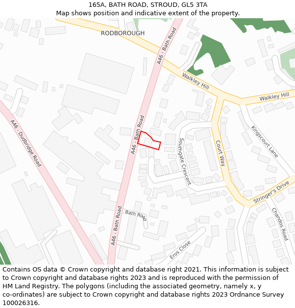 165A, BATH ROAD, STROUD, GL5 3TA: Location map and indicative extent of plot