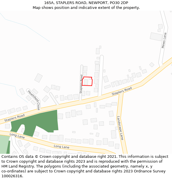 165A, STAPLERS ROAD, NEWPORT, PO30 2DP: Location map and indicative extent of plot