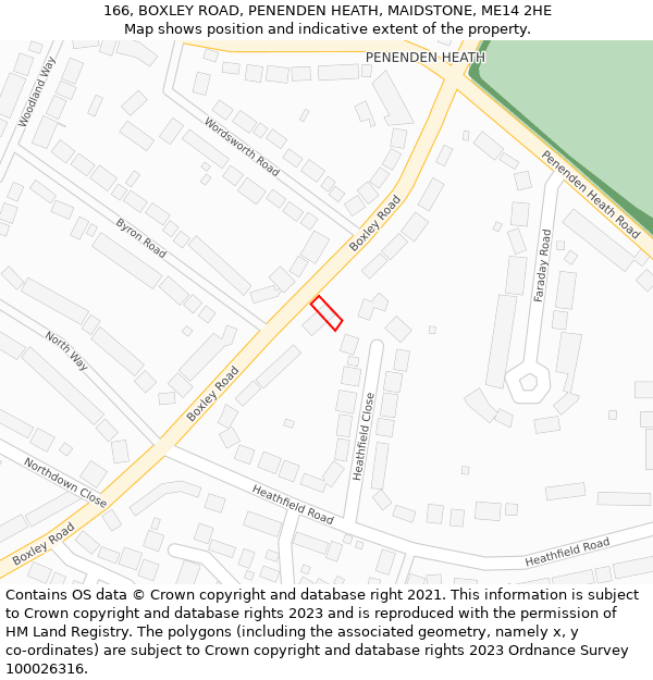 166, BOXLEY ROAD, PENENDEN HEATH, MAIDSTONE, ME14 2HE: Location map and indicative extent of plot