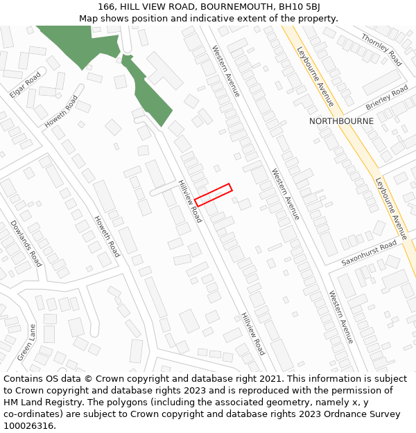 166, HILL VIEW ROAD, BOURNEMOUTH, BH10 5BJ: Location map and indicative extent of plot