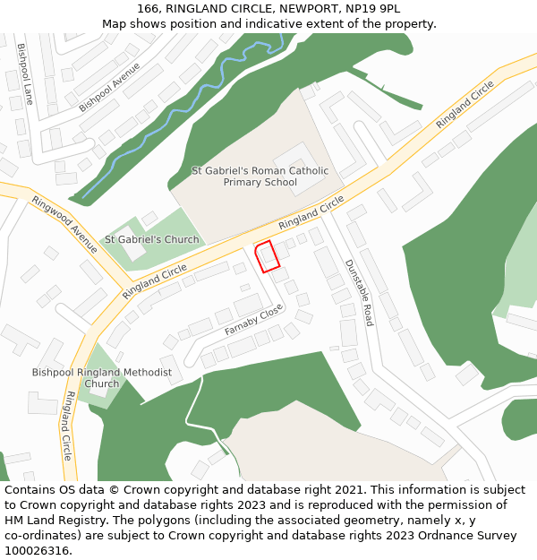 166, RINGLAND CIRCLE, NEWPORT, NP19 9PL: Location map and indicative extent of plot