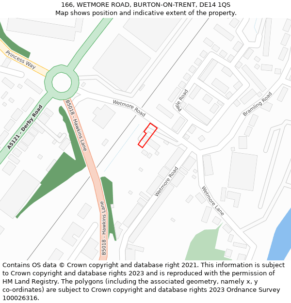 166, WETMORE ROAD, BURTON-ON-TRENT, DE14 1QS: Location map and indicative extent of plot