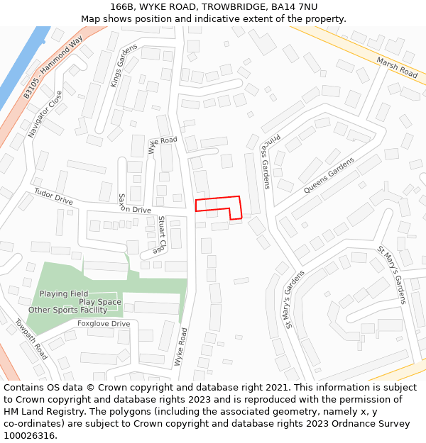 166B, WYKE ROAD, TROWBRIDGE, BA14 7NU: Location map and indicative extent of plot