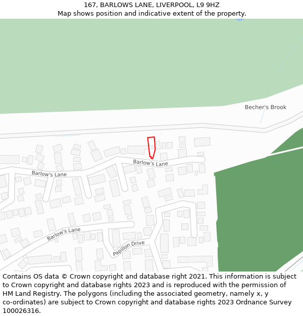 167, BARLOWS LANE, LIVERPOOL, L9 9HZ: Location map and indicative extent of plot