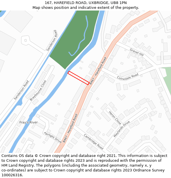 167, HAREFIELD ROAD, UXBRIDGE, UB8 1PN: Location map and indicative extent of plot