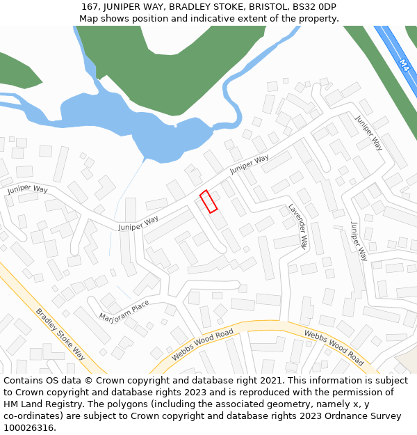 167, JUNIPER WAY, BRADLEY STOKE, BRISTOL, BS32 0DP: Location map and indicative extent of plot