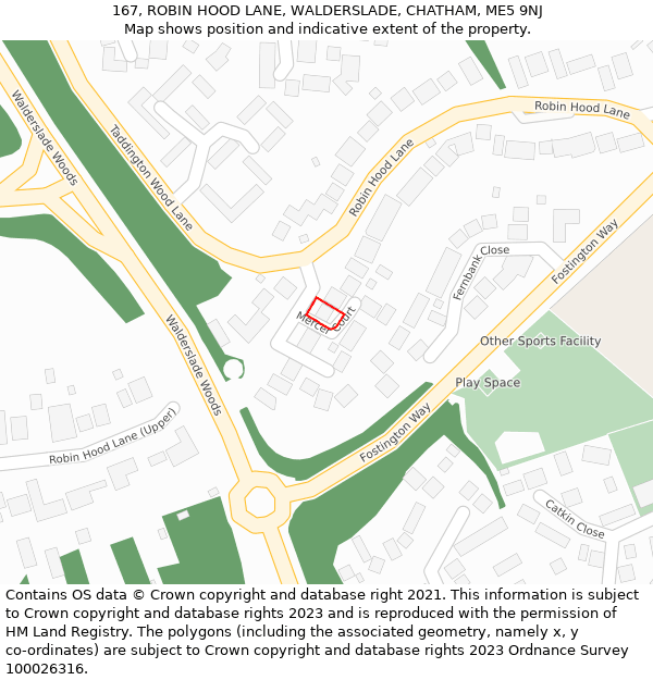 167, ROBIN HOOD LANE, WALDERSLADE, CHATHAM, ME5 9NJ: Location map and indicative extent of plot