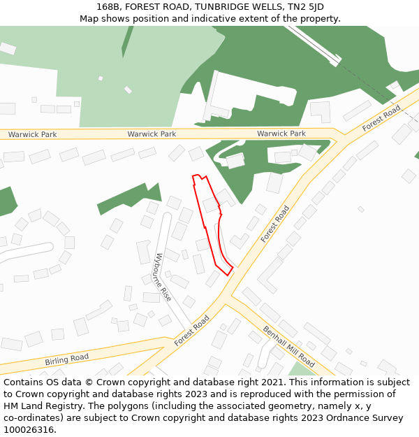 168B, FOREST ROAD, TUNBRIDGE WELLS, TN2 5JD: Location map and indicative extent of plot