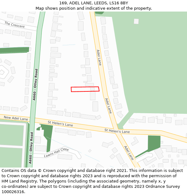 169, ADEL LANE, LEEDS, LS16 8BY: Location map and indicative extent of plot