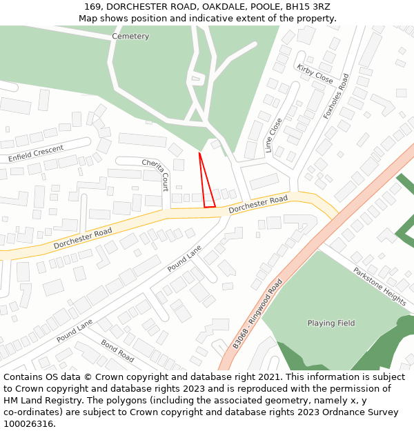 169, DORCHESTER ROAD, OAKDALE, POOLE, BH15 3RZ: Location map and indicative extent of plot