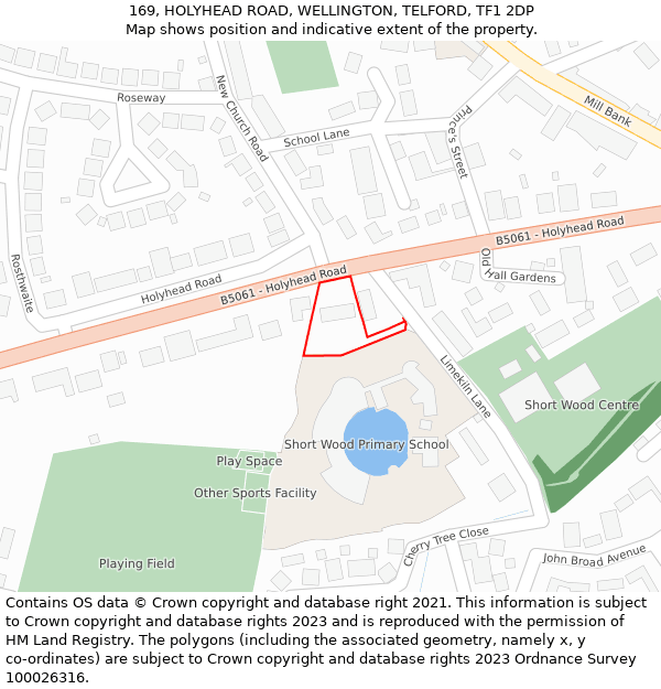 169, HOLYHEAD ROAD, WELLINGTON, TELFORD, TF1 2DP: Location map and indicative extent of plot