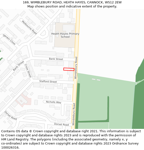 169, WIMBLEBURY ROAD, HEATH HAYES, CANNOCK, WS12 2EW: Location map and indicative extent of plot